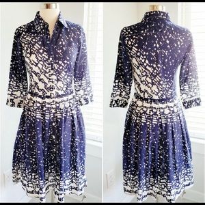 Samantha Sung Shirt Dress Audrey Pleat Silk Blue 2